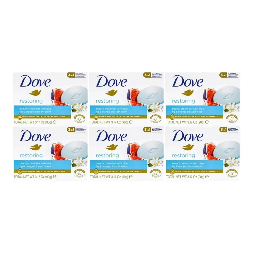 Dove Soap Restoring Beauty Bar Blue Fig Orange Blossom, 3.17oz (Pack of 6)